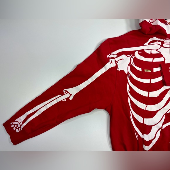 VTG LRG Dead Serious Skeleton Skull Hoodie Lifted Research Group RED YE RARE 4XL - Picture 6 of 16